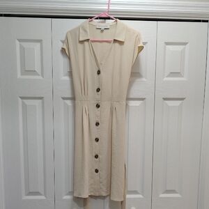 Emma & Michele Cream Button-Down Midi Dress